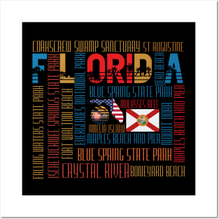 Wall of Beautiful and Famous Places in Florida Posters and Art